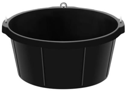 Amagogo Gummi-Futterpfanne, Pferdefuttereimer, 6,5 Gal, mit Aufhängelöchern, robuste Futterpfanne, Gummiwanne für Enten, Schweine, Ziegen, Pferde, Hunde