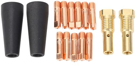 NDNCZDHC 15 Pcs Set FluxCore Gasless Nozzle Tips Kit MIG Welding Gasless Nozzle Gas Diffuser 0.031in Tip for Century FC90 80GL
