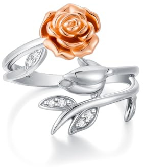LABBAO Bague rose en argent sterling 925 avec diamant réglable et diamant cultivé en laboratoire - Cadeau pour femme