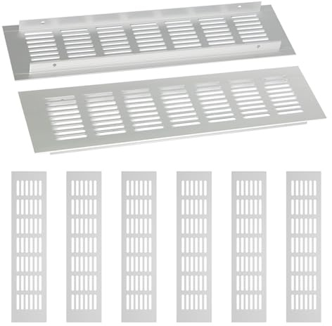 Pilikoll 6 Piezas 80mm x300mm Plata Rejillas de Ventilación de Rectangular Rejilla de Aire de Aluminio Rejilla Ventilacion Mueble Cocina Aleación de Aluminio para Ventilación de Armarios,Cocinas,Baño