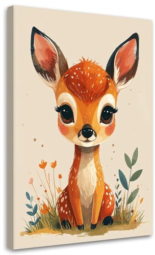 Feeby Wandbilder - Bilder für Jugendliche - Kleines Reh Waldtiere - 20x30 1tlg - Kinderzimmmer - Foto Geschenk - Leinwand Wall Art - Wand Deko