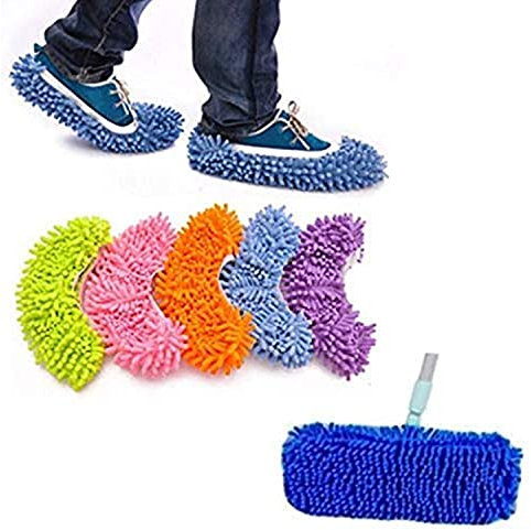 Yueiehe JIJIC ANVNR (10 Pieces Multi-Function Dust Duster Mop Slippers Shoes Cover, Soft Washable Reusable Microfiber Foot Socks Floor Cleaning Tools Shoe Cover