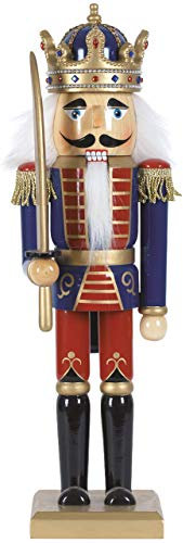 Nussknacker Figur groß XL / 50 cm/König mit Schwert blau-rot/Deko Figur Nussknacker Holz/handbemalt im Kunsthandwerks-Stil/weihnachtlich dekorieren