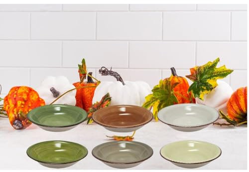 Vajilla para otoño e invierno, juego de vajilla de porcelana, vajilla UNI (juego de 6 platos de sopa de 21 cm)
