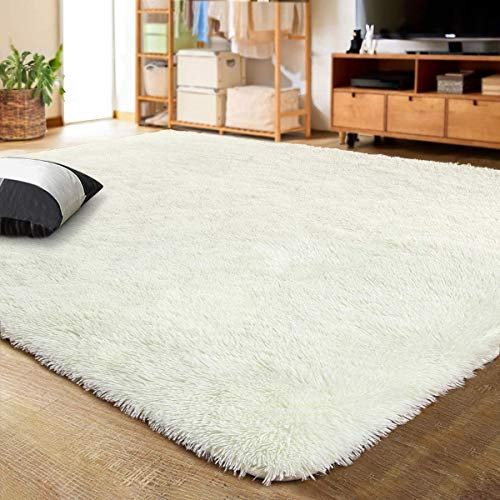 Muutos Faux Lammfell Schaffell Teppich, Schlafzimmer Teppiche, Antistatisch Pflegeleicht, für Schlafzimmer Sofa Boden Home Decorator, Milchig, 60 x 160 cm
