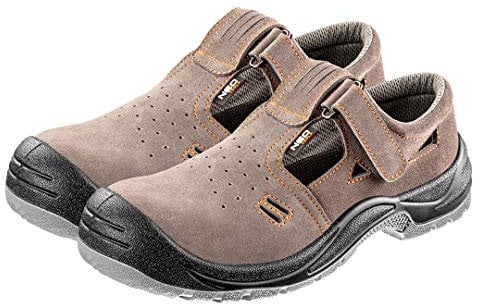 NEO TOOLS Sandales de sécurité pour homme de classe S1 SRC en cuir; Chaussures de travail renforcées, semelle antidérapante et antistatique, résistant aux chocs, embout composite