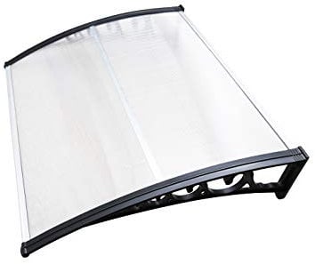 EINFEBEN Vordach für Haustür 150 x 100 cm Pultbogenvordach Transparent Polycarbonat Pultvordach Überdachung 5 mm, PP Halterung,Türdach für draußen Sonnenschutz Regenschutz