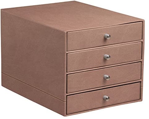 Rhodia 194574C - Schubladenbox mit 4 Laden, 24, 8x32, 7x22, 8 cm, aus Kunstleder, elegant und praktisch, 1 Stück, Rosenholz