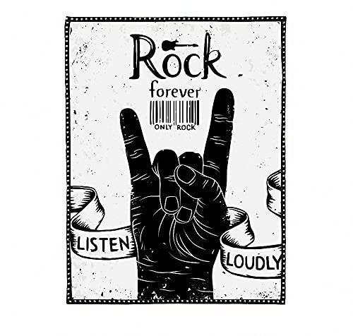 Rock Listen Loudly Poster, Wandkunst, zum Aufhängen, schweres Metall, Kunstwerke, Banner, Flagge, Flipchart-Tapisserie, Heimdekoration, 96 x 144 cm