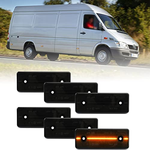 njssjd 6X LED Seitenmarkierungsleuchten für Mercedes Benz Sprinter W901 W902 W903 W904 W905 Volks LT 12V LKW LED Seitenleuchten Positionsleuchte Rauchglas