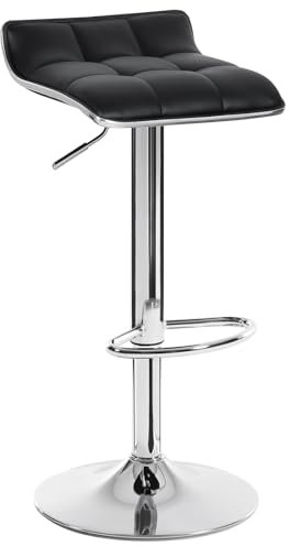 WOLTU Barhocker, Barstuhl, Tresenhocker mit Fußstütze, Hocker höhenverstellbar, 360° drehbar, aus PU-Kunstleder Metall, für Bar Küche Wohnzimmer Tresen Café, Schwarz