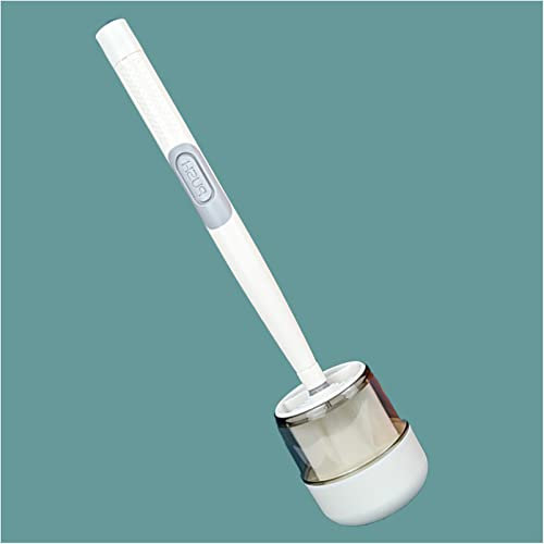 ZHEDALANG Household Punch-free Wall Hanging Long Handle Silicone Toilet Brush, with Liquid Tongue Type Hydraulic, Soap Dispensing Toilet Brush with Holder-White 1pc