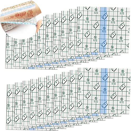 100pcs Waterproof Transparent Bandage, BetterJonny 10 * 10cm Stretch Adhesive Bandage Tape Clear Protective Bandages Dressing Tape for Swimming and Shower
