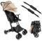 Passeggino leggero aereo compatto di Zanclem Super accessoriato - Passeggino leggero 25 kg portata richiudibile in pochi secondi ad una mano | Passeggino ultraleggero da viaggio manegevole (Beige)