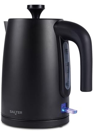 Salter EK5632MBLK Kuro Electric 1.7L Kettle - 3000W Rapid Boil, BPA-Free, Anti-Limescale, Auto Shut-Off, Boil-Dry Sensor, 360° Swivel Base, Easy View Water Window, Matte Black Finish, Strix Controller