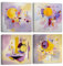 Piy Painting Rose Tableau sur Toile Abstraite Impression sur Toile Décoration avec cadre en bois intégré Tableaux Modernes 4 Pièces Art Mural Peinture pour Salle De Bain Cuisine Bureau 30x30cm