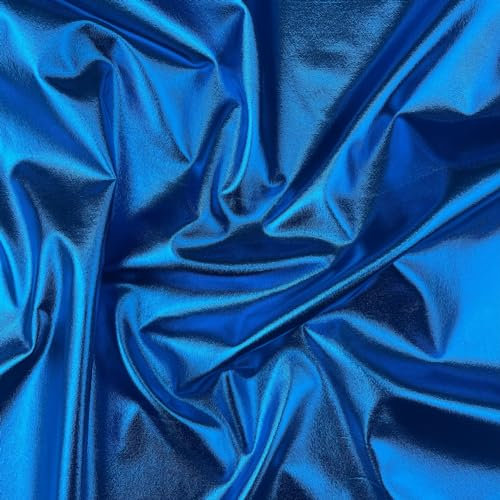 Metallic-Folienstoff, 4-Wege-Stretch, Poly-Spandex, einfarbig, glänzend, Tanzbekleidung, Sportbekleidung, Stoff, 150 cm breit (Meterware, Türkisblau)