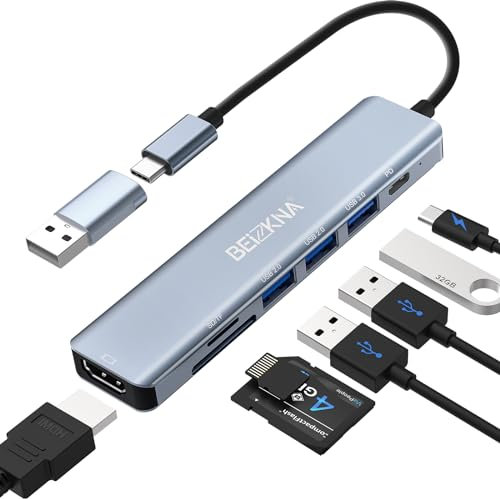 USB C Hub 7 in 1, USB C Adapter Multiport with 100W PD, 4K HDMI, USB 3.0, SD/TF Card Reader, Docking Station for Macbook, Laptop, iPhone15, iPad, Galaxy, etc