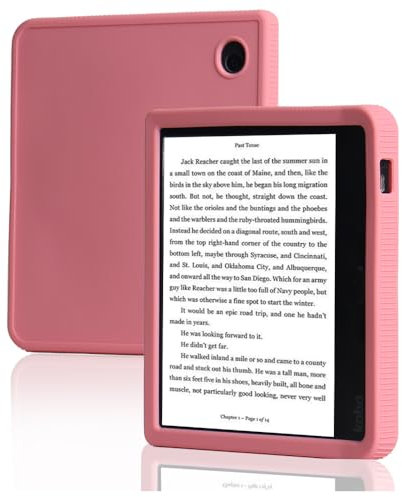 Mingfeng Custodia protettiva per e-Book Reader custodia per Kobo Libra2 in silicone leggero 7 pollici Kobo Libra H20 copertura posteriore morbida per tablet Anti goccia zaino di carta elettrica (rosa)