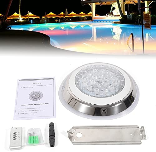 HPDTZ Pool Licht Unterwasser Beleuchtungen, LED Poolbeleuchtung, Teichbeleuchtung, Unterwasserpoollicht Schwimmbad RGB mit Fernbedienung, Edelstahl, 54W, IP68