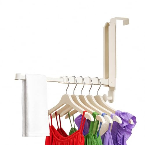 JOOM Perchero Puerta Plegable Aluminio sin Taladro Blanco,Puertas ≤3,7cm | Perchero puerta plegable aluminio sin taladro,1 ud blanco.Extensible Gancho Colgador Para dormitorio,baño,salón.puertas 3,7cm