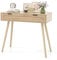 COSTWAY Konsolentisch Rattan, Eingangstisch aus Holz mit Schublade, Flurtisch in Boho Stil, Beistelltisch für Flur, Wohnzimmer, 88 x 40 x 77 cm, Natur
