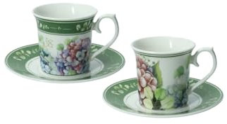 BRANDANI 92250 TAZZINA CAFFE FLORA SET 2 PZ NEW BONE CHINA ø 13x7 h cm