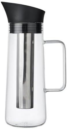 La Cafetière Cold Brew Coffee Maker With Mesh Filter, Dishwasher-Safe, Easy-To-Use Pitcher Spout Lid, Drinks Container For Premium Quality Iced Brew Coffee, Ice Tea, Homemade Fruit Drinks,1L