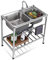 Évier de cuisine utilitaire, évier de cuisine extérieur autoportant, éviers à double cuve en acier inoxydable, évier utilitaire commercial, lave-linge, lave-mains pour garage et jardin