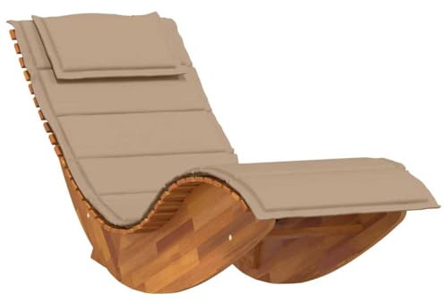 Mhdvray Schaukelliege Akazienholz 154x60x74 cm Taupe Relaxliege Garten mit dickem Polster ergonomisches Gartenliege Design modern wetterfest für Garten Balkon und Pool Area