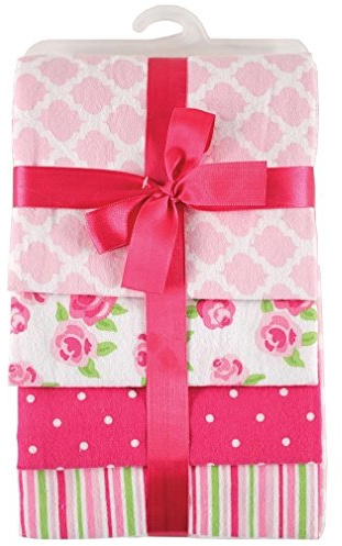 Hudson Baby Unisex Baby Cotton Flannel Receiving Blankets, Pink Rose, One Size