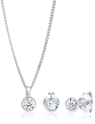 Elli Schmuckset Damen Basic mit Kristallen in 925 Sterling Silber
