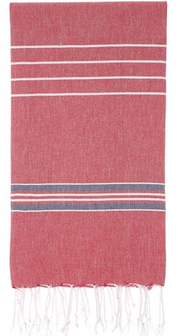 Cacala Badetücher, Paradise-Serie, Türkisch, Baumwolle, Red/Dark Blue, 95 x 175 x 0.5 cm