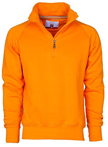 CHEMAGLIETTE! Felpa Da Lavoro Maglia Felpata Cotone Con Mezza Zip In Tinta Payper Miami +, Colore: Arancione, Taglia: 3XL