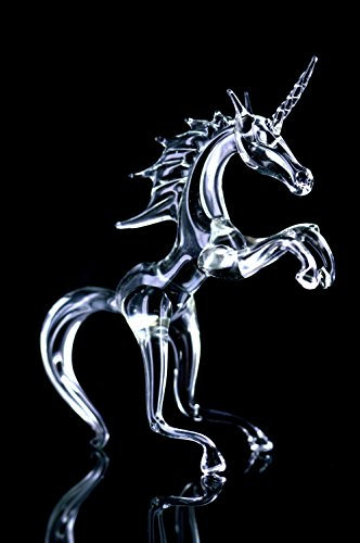 Grande figurine en verre transparent - Licorne en verre transparent - Décoration vitrine 2-21