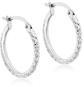 CARISSIMA Damen-Creolen 15 Millimeter runde Rohr Creole 9 Karat 375 Weißgold 5.53.8419