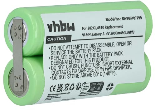 vhbw Akku kompatibel mit Philips 282XL/B | 300SX, 3801XL, 3805XL, 3805XL/A, 400DX Rasierer Haarschneider (2000mAh, 2,4V, NiMH)