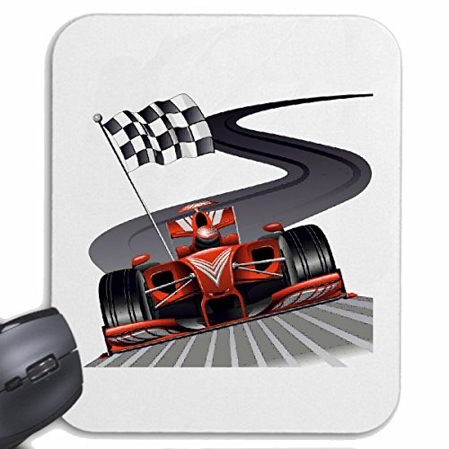 Mousepad (Mauspad) Formel 1 Rennwagen Flagge HOT Rod US CAR MUCLE CAR V8 Route 66 USA Amerika für ihren Laptop, Notebook oder Internet PC .. in Weiß