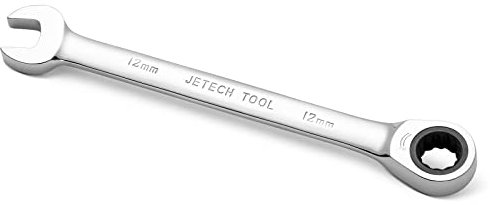 Jetech Kombi-Ratschenschlüssel 12mm – Metrischer Ratschenringmaulschlüssel aus CR-V Stahl in Industriequalität mit polierter Chromoberfläche