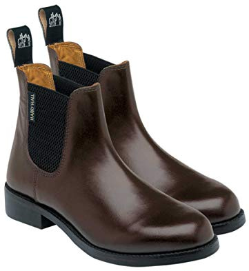 Harry Hall Women's Jodhpur Boot - Leather Lining, Cushioned Sole, Elastic Gusset - Ankle Height for Riding & Competition - Brown - Durable Resin Rubber Sole - Size 3