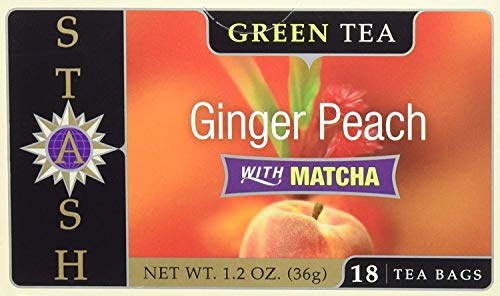 Stash Tea Ginger Peach Green Tea with Matcha, 18 Count