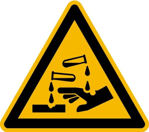 H.Klar Aufkleber Warnung vor ätzenden Stoffen DIN ISO 7010-W023 SL 200mm