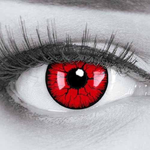 Meralens – Lenti a contatto colorate “Metatron” rosse | Effetto Crazy Horror | Cosplay Halloween Carnevale | Senza correzione | con Contenitore GRATIS