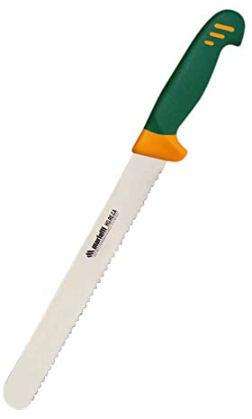 Marietti BRD24 PANE Brotmesser, Gezahnte Klinge, Grün/Orange, 24cm Klingenlänge