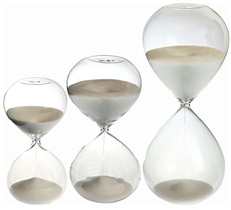 Nicola Spring Sand Timer (15, 30, 60 Minutes) - Glass - Kitchen Countdown Clock Hourglass Egg Timer, Office Timer, Cooking & Baking Timing