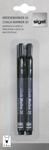 SIGEL GL177 Kreidemarker schwarz, Rundspitze 1-2 mm, 2 Stück