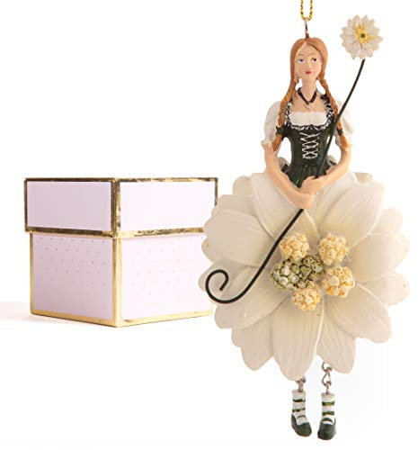 ROSEMARIE SCHULZ Heidelberg Dekofigur Edelweiss zum Hängen mit Schmetterling und Geschenkbox Flower Fairy Figur für Innen Dekofigur