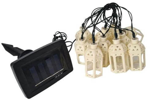 abc HOME Garden 22526 Gartendeko, Solarleuchte LED, Lichterkette, Lichtsensor, Plastik, Weiß, 4 x 4 x 6.5 cm