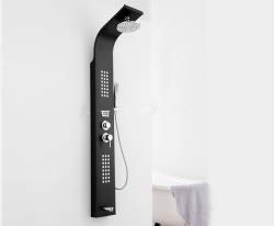 Gowe Luxus Schwarz Duschsäule Duschpaneel Massagedüsen Wanne Einhebelmischer, Handbrause