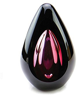 legendURN Kleinurne aus Kristallglas 'Tropfen' schwarz-rosa